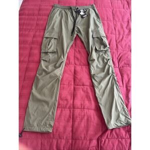 AMERICAN STITCH Cargo Pants Olive Drawstring Waist Strap Zipper Pockets Men